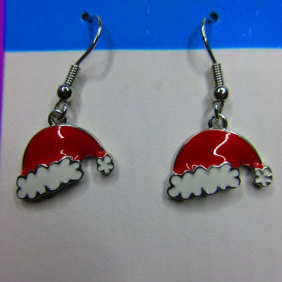 Santa Hats Christmas Festive Dangle Earrings - Picture 2 of 3